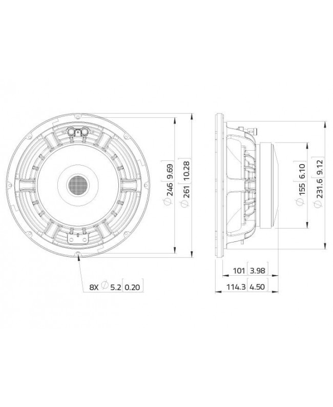Lavoce WAF102.50A 10 Zoll Woofer, Ferrit, Alukorb Ferrit-Basslautsprecher