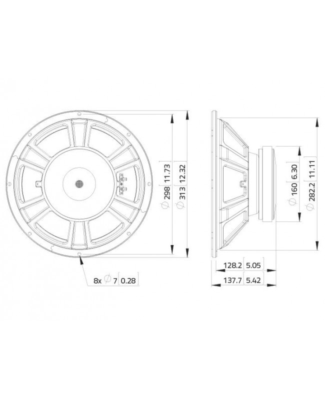 Lavoce WSF122.50 12 Zoll Woofer, Ferrit, Stahlkorb Ferrit-Basslautsprecher