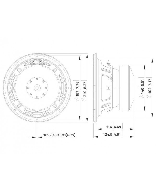 Lavoce SSF122.50L 12 Subwoofer in ferrite, con cestello in acciaio a magnete Altoparlanti per basse frequenze in ferrite