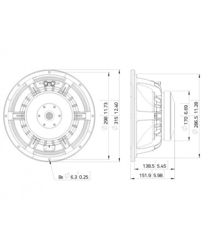 Lavoce WAF122.50 12 Woofer, Ferrite, Magnet Aluminium Basket Driver Altoparlanti per basse frequenze in ferrite