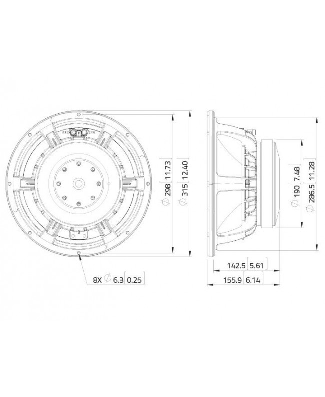 Lavoce WAF123.01 12 Woofer, Ferrite, Magnet Aluminium Basket Driver Ferrite low frequency transducers