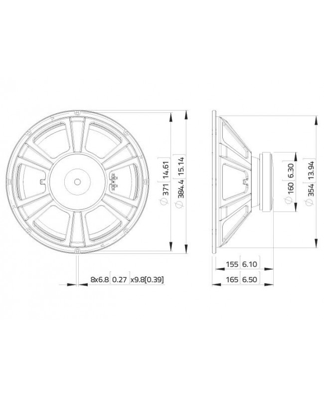 Lavoce WSF152.50 15 Woofer, Ferrite, Magnet Steel Basket Driver Ferrite low frequency transducers