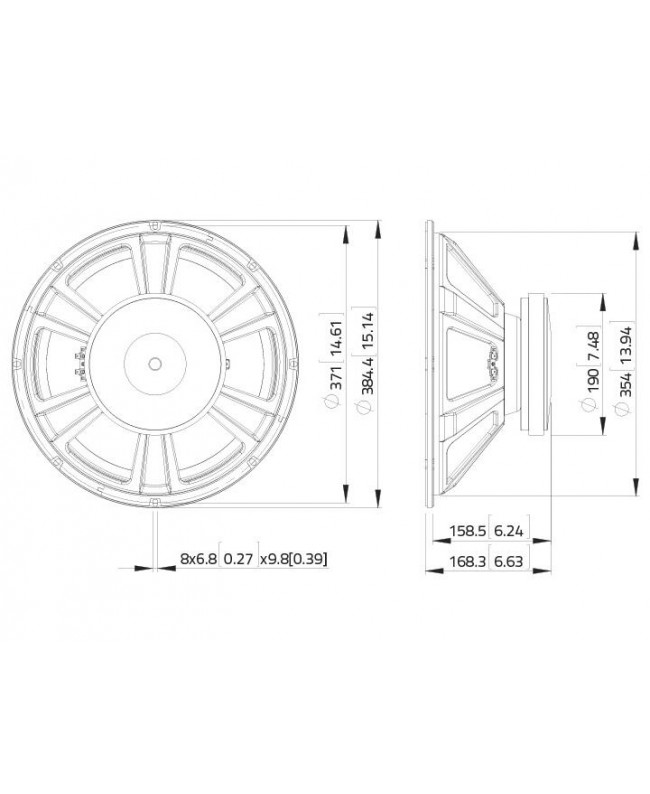 Lavoce SSF153.00 15 Subwoofer in ferrite, con cestello in acciaio a magnete Altoparlanti per basse frequenze in ferrite