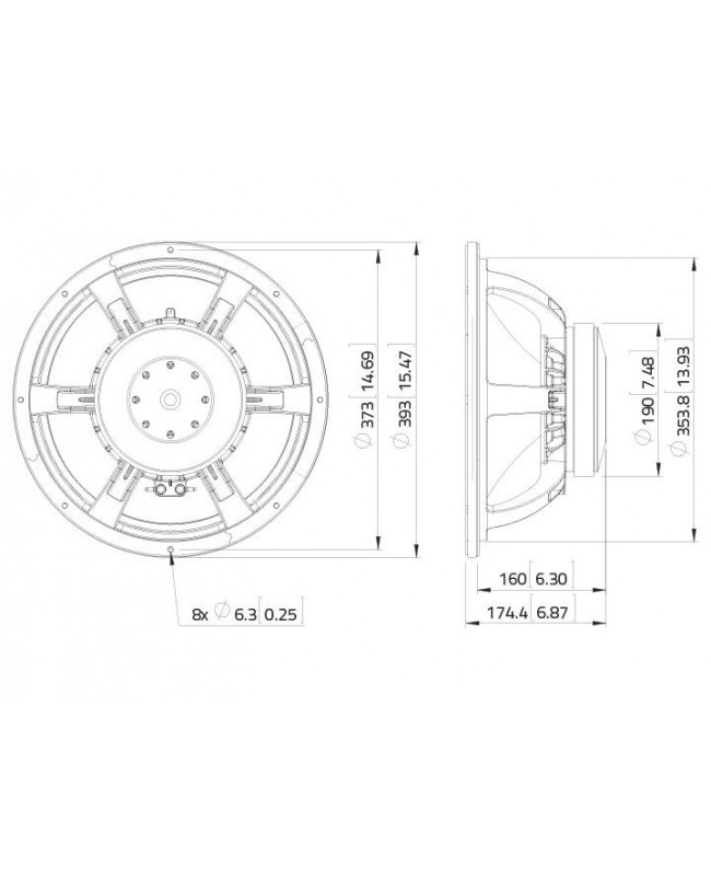 Lavoce WAF153.00 15 Woofer, Ferrite, Magnet Aluminium Basket Driver Altoparlanti per basse frequenze in ferrite