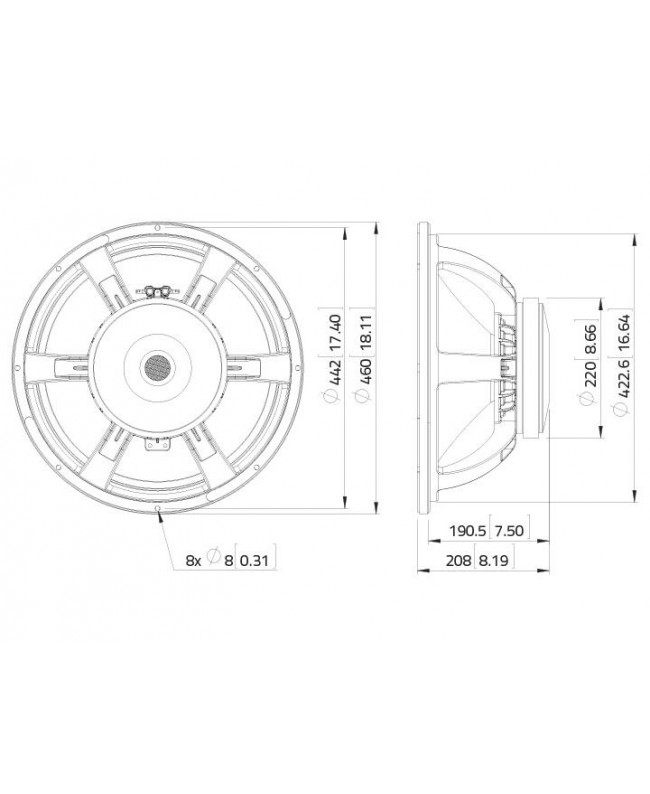 Lavoce SAF184.01 18 Subwoofer Ferrite, Magnet Aluminium Basket Driver Ferrite low frequency transducers