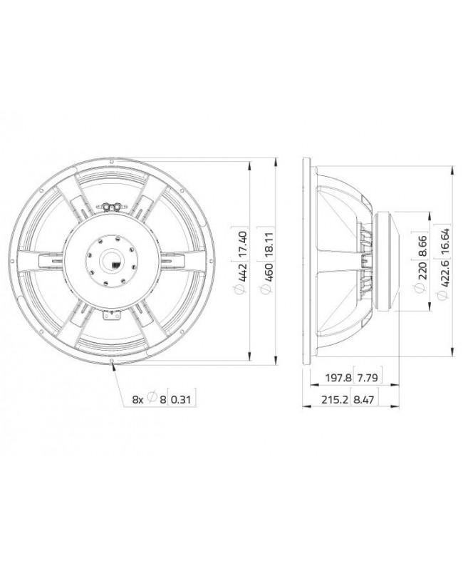 Lavoce SAF184.02 18 Zoll Subwoofer, Ferrit, Alukorb Ferrit-Basslautsprecher