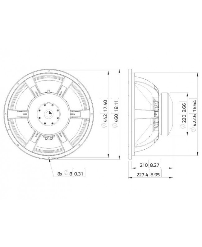 Lavoce SAF184.03 18 Subwoofer Ferrite, Magnet Aluminium Basket Driver Ferrite low frequency transducers