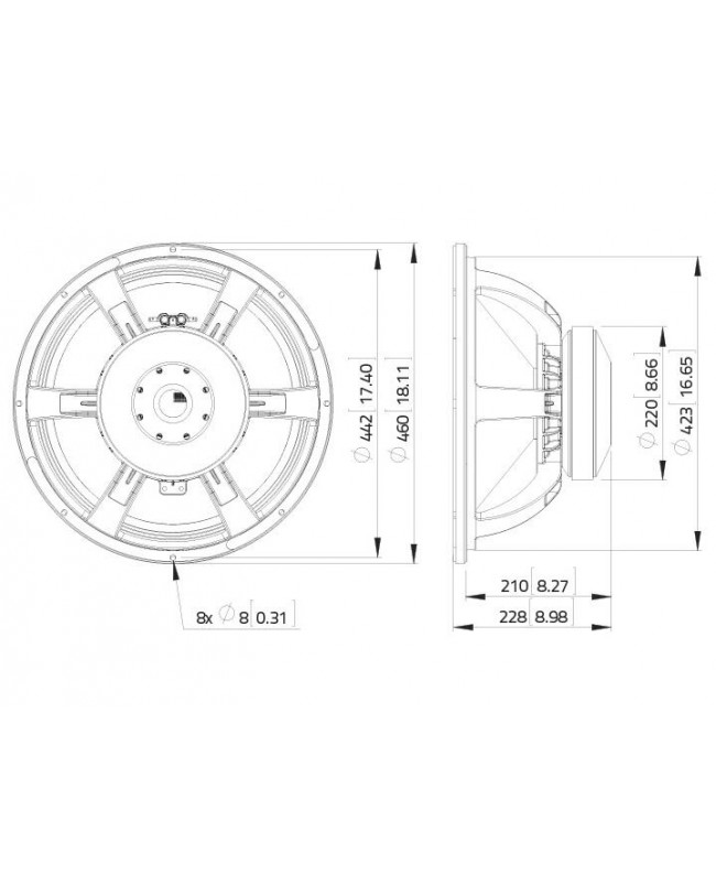 Lavoce SAF184.04 18 Subwoofer Ferrite, Magnet Aluminium Basket Driver Ferrite low frequency transducers