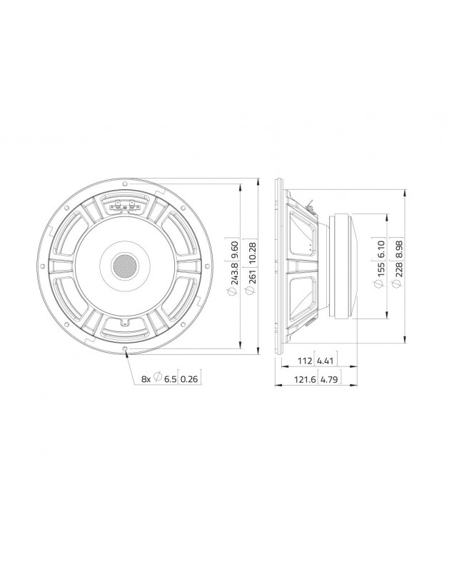 Lavoce WSF102.50 10 Woofer, Ferrite, Magnet Steel Basket Driver Ferrite low frequency transducers