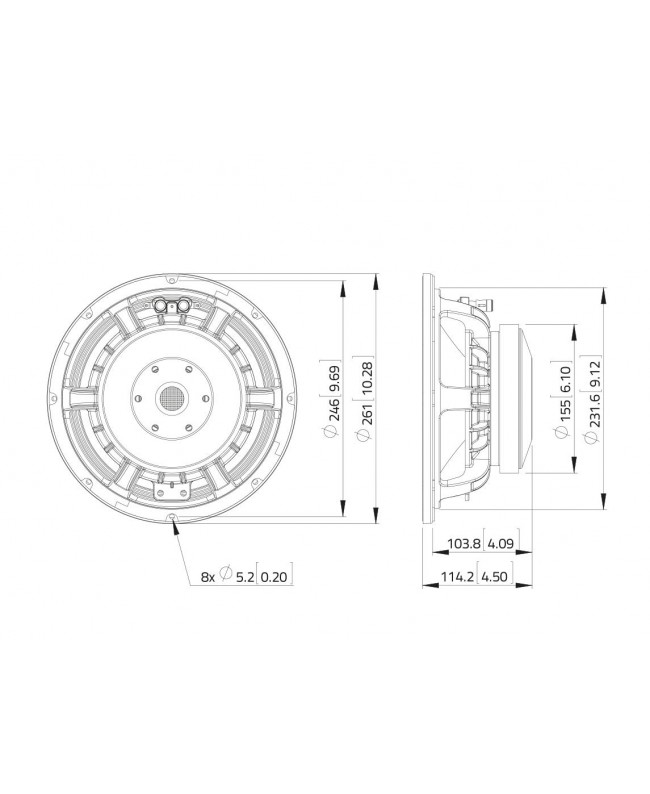 Lavoce WAF102.51 10 Woofer, Ferrite, Magnet Aluminium Basket Driver Altoparlanti per basse frequenze in ferrite