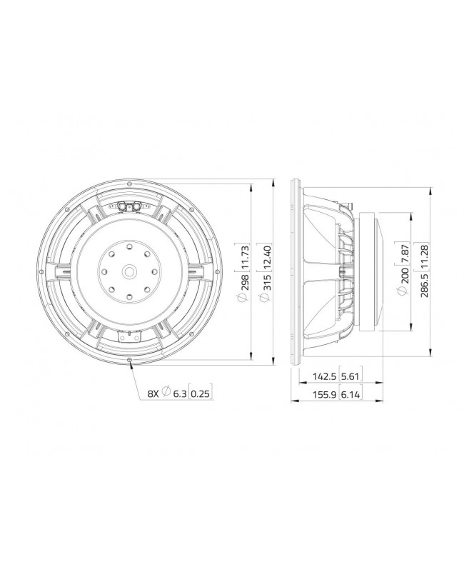 Lavoce WAF123.02 12 Zoll Woofer, Ferrit, Alukorb Ferrit-Basslautsprecher