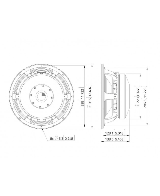Lavoce WAF124.01 12 Zoll Woofer, Ferrit, Alukorb Ferrit-Basslautsprecher