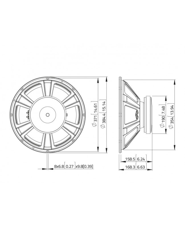 Lavoce SSF153.00-4 15 Subwoofer in ferrite, cestello in acciaio a magnete Altoparlanti per basse frequenze in ferrite