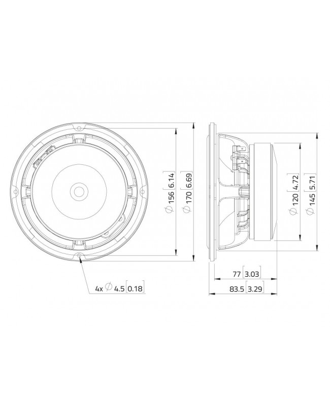 Lavoce WAF061.80-16 6.5 Woofer, Ferrite, Aluminium Basket Driver Ferrite low frequency transducers