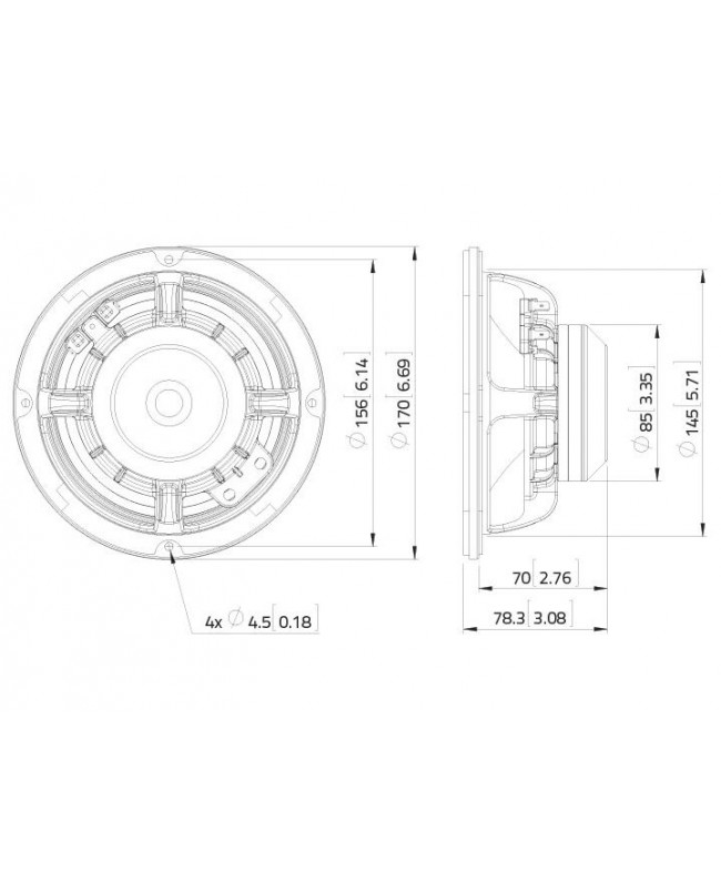 Lavoce MAN061.80 6.5 Midrange-Woofer, Neodymium Magnet Aluminium Basket Driver Neodymium low frequency transducers