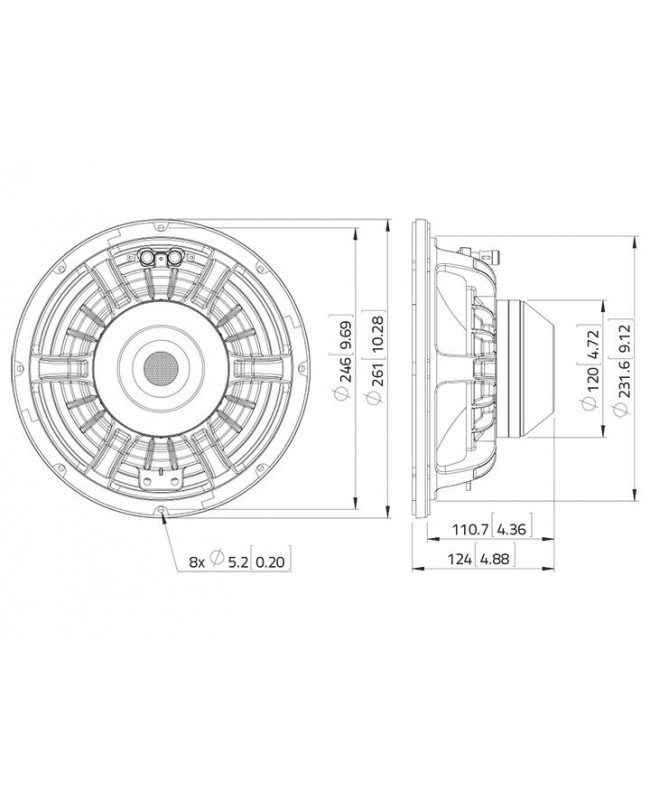 Lavoce WAN102.50 10 Woofer, Neodymium Magnet Aluminium Basket Driver Neodymium low frequency transducers