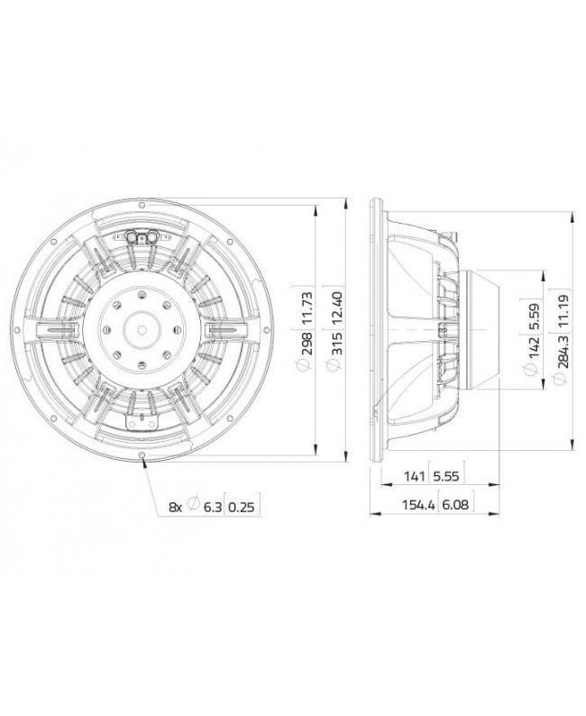 Lavoce WAN123.00 12 Zoll Woofer, Neodym, Alukorb Neodym-Basslautsprecher