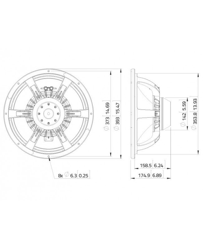 Lavoce WAN153.00 15 Zoll Woofer, Neodym, Alukorb Neodym-Basslautsprecher