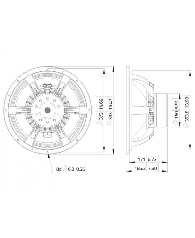 Lavoce WAN154.01 15 Woofer, Neodymium Magnet Aluminium Basket Driver Neodymium low frequency transducers