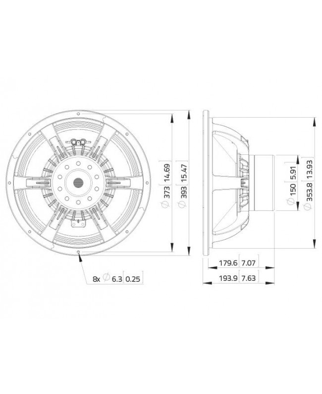 Lavoce WAN154.00 15 Zoll Subwoofer, Neodym, Alukorb Neodym-Basslautsprecher