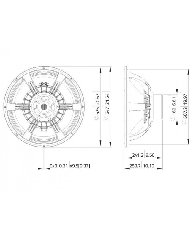 Lavoce SAN214.50 21 Subwoofer con magnete al neodimio e cestello in alluminio Altoparlanti per basse frequenze al neodimio