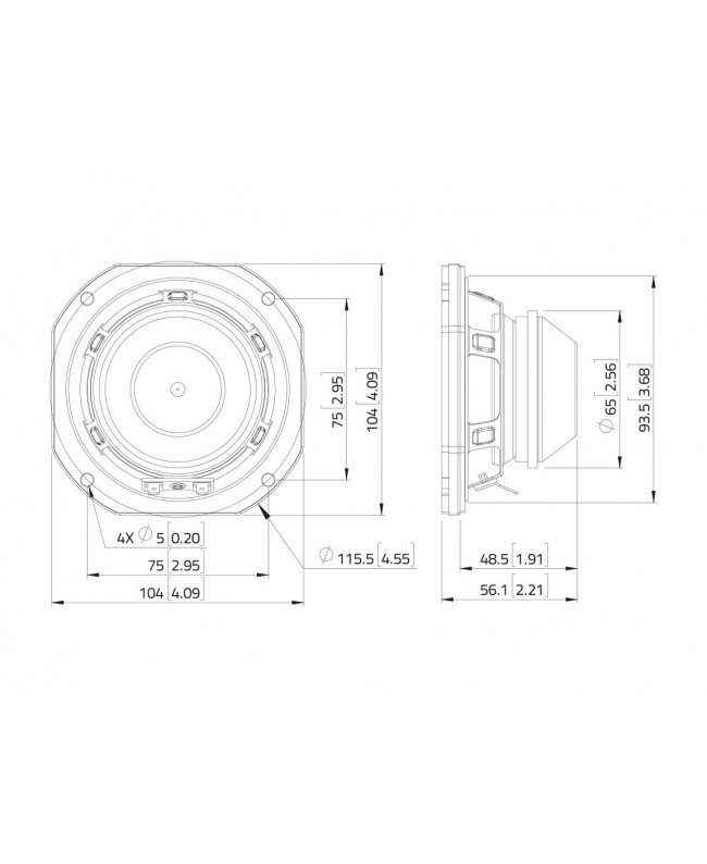 Lavoce WSN041.00 4 Woofer, Neodymium Magnet Steel Basket Driver Neodymium low frequency transducers
