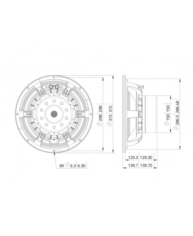 Lavoce WAN124.01 12 Zoll Woofer, Neodym, Alukorb Neodym-Basslautsprecher