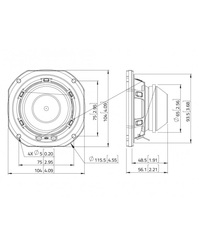 Lavoce WSN041.00-16 4 Zoll Woofer, Neodym, Stahlkorb Neodym-Basslautsprecher