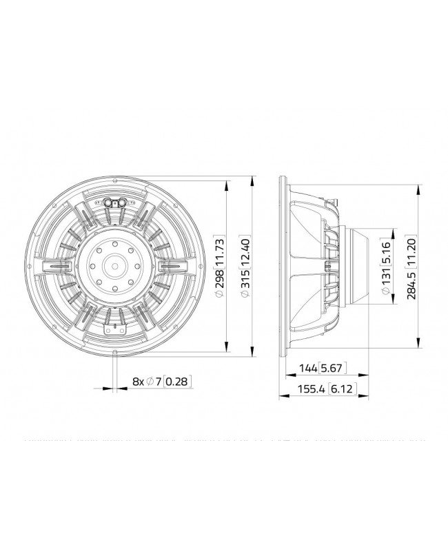 Lavoce WAN123.01 12 Zoll Subwoofer, Neodym, Alukorb Neodym-Basslautsprecher