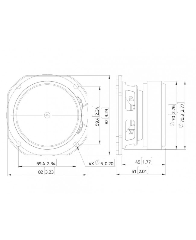 Lavoce WSF030.70 3 Woofer, Ferrite, Magnet, Steel Basket Driver Altoparlanti per basse frequenze in ferrite