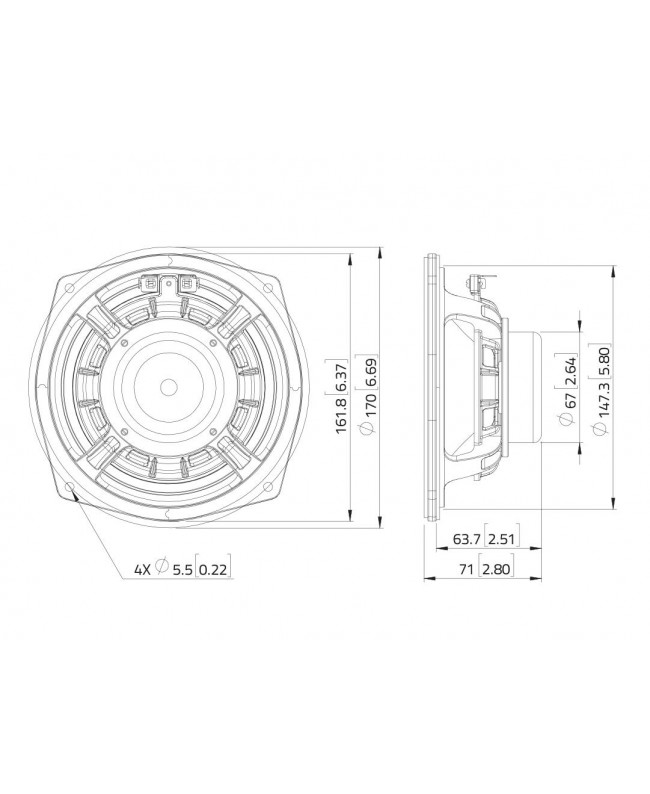 Lavoce MAN062.00 6.5 Midrange, Neodyme Magnet, Aluminium Basket Driver Neodymium low frequency transducers