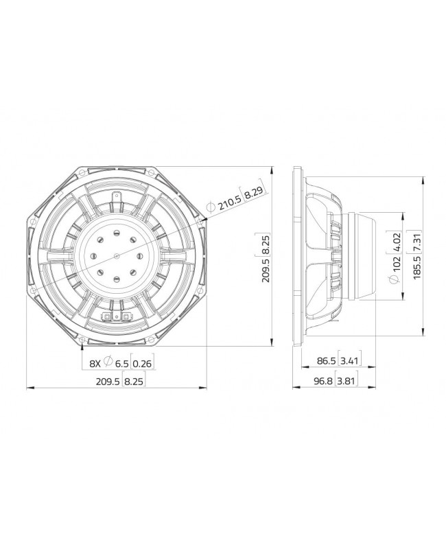 Lavoce WAN082.01 8 Woofer, Neodyme Magnet, Aluminium Basket Driver Neodymium low frequency transducers