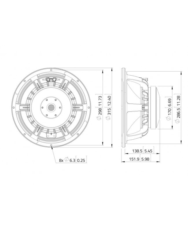 Lavoce WAF122.50-4 12 Woofer, Ferrite Magnet, Aluminium Basket Driver Ferrite low frequency transducers
