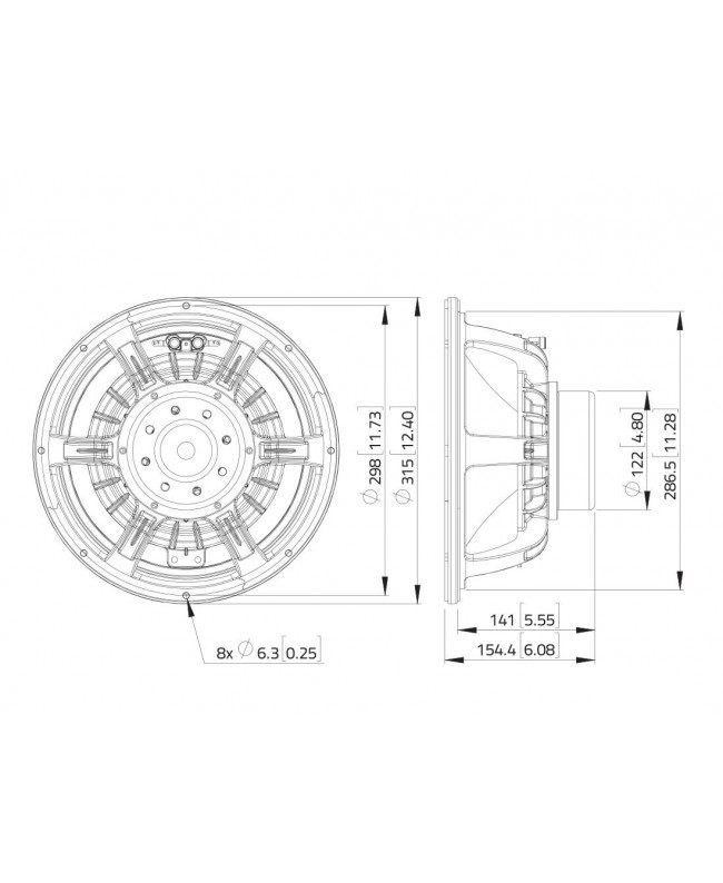 Lavoce WAN123.00-16 12 Subwoofer con magnete in neodimio, altoparlante a cestello in alluminio Altoparlanti per basse frequen...