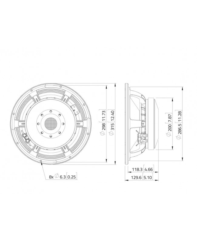 Lavoce WAF124.02 12 Zoll Woofer, Ferrit, Alukorb Ferrit-Basslautsprecher