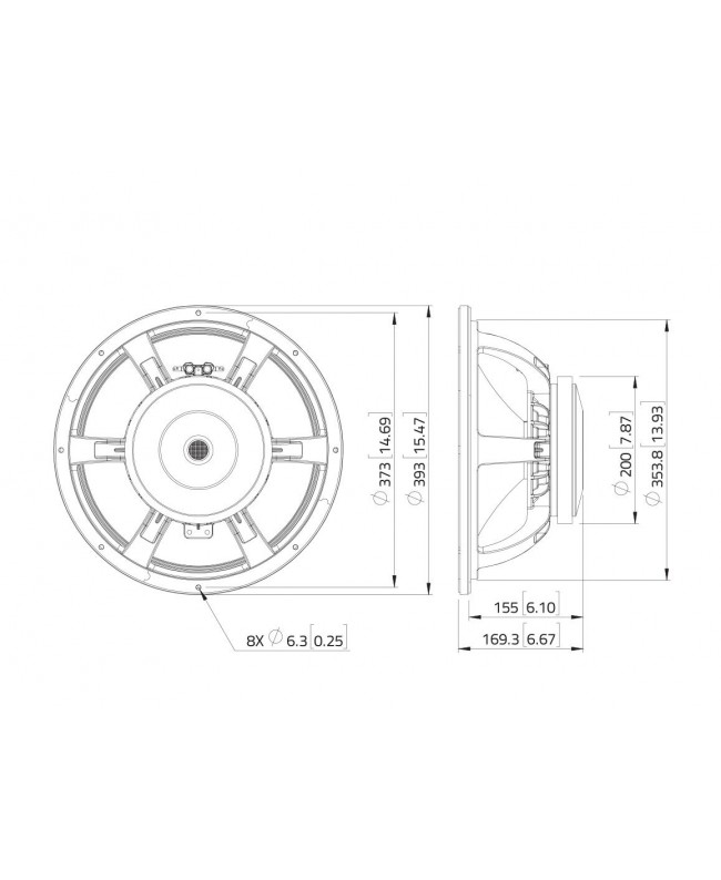 Lavoce WAF153.02 15 Woofer, Ferrite Magnet, Aluminium Basket Driver Ferrite low frequency transducers