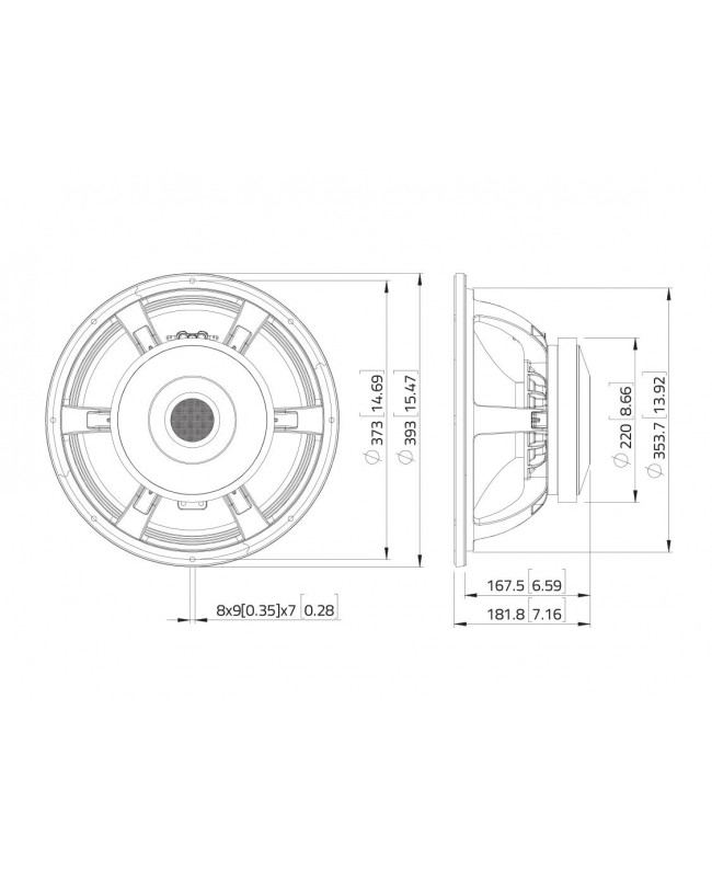 Lavoce WAF154.03 15 Woofer, Ferrite Magnet, Aluminium Basket Driver Altoparlanti per basse frequenze in ferrite