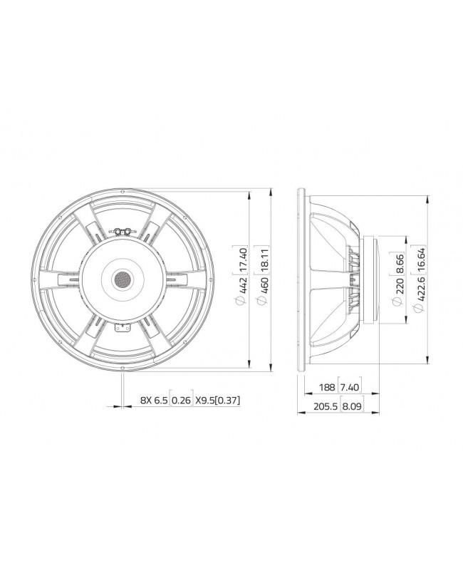 Lavoce SAF184.05 18 Zoll Subwoofer, Ferrit, Alukorb Ferrit-Basslautsprecher