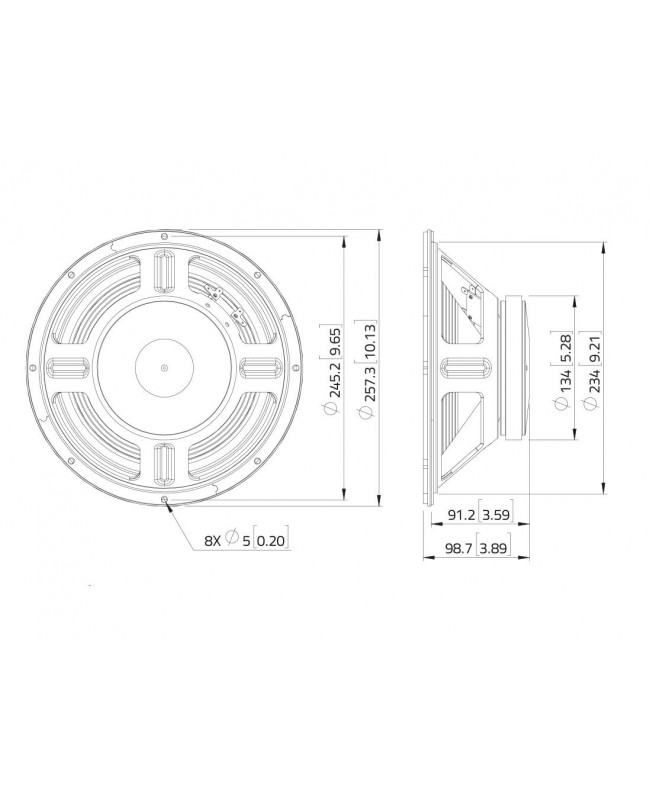 Lavoce WSF101.70G 10 Guitar Woofer, Ferrite Magnet, Steel Basket Driver Altoparlante per chitarra