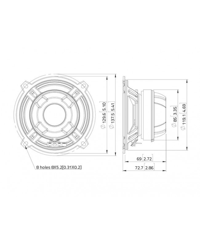 Lavoce CSF051.21 5 Coaxial, Ferrite-Neodymium Magnet, Steel Basket Driver Altoparlante coassiale