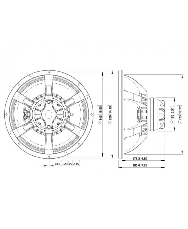 Lavoce CAN143.00T 13.5 Coaxial Speaker, Neodymium, Aluminium Basket Coaxial speaker