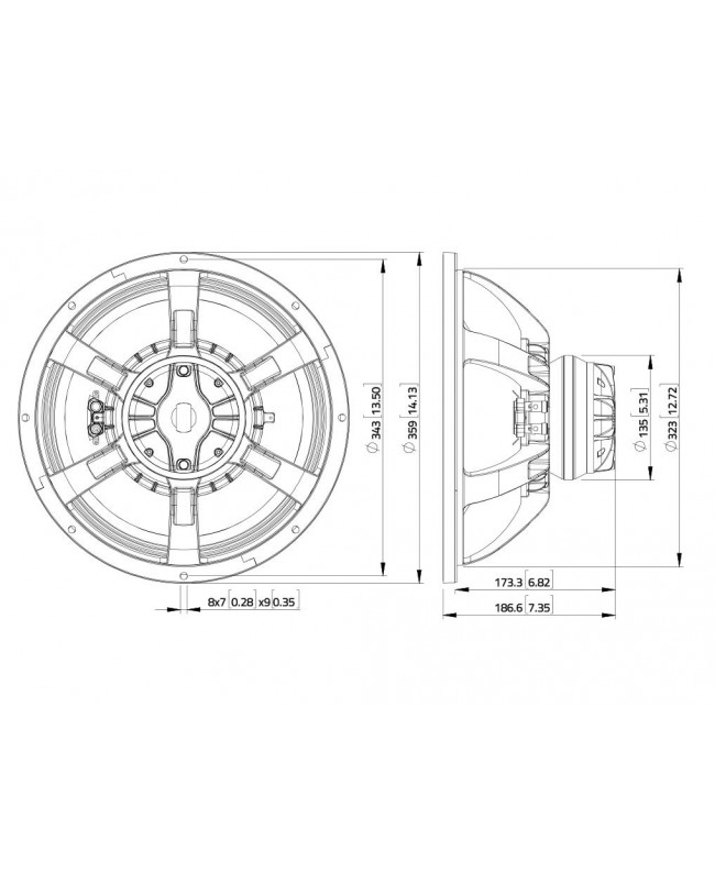 Lavoce CAN143.00TH 13.5 Coaxial Speaker With Horn, Neodymium, Aluminium Basekt Coaxial speaker