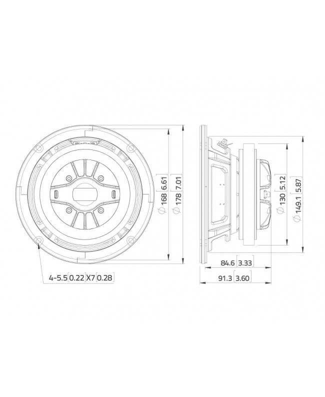 Lavoce CSF061.70K 6.5 Coaxial Speaker, Ferrite, Steel Basket Driver Coaxial speaker