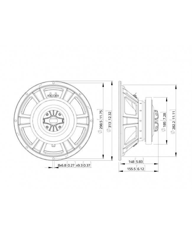 Lavoce CSF122.50K 12 Coaxial Speaker, Ferrite, Steel Basket Driver Coaxial speaker