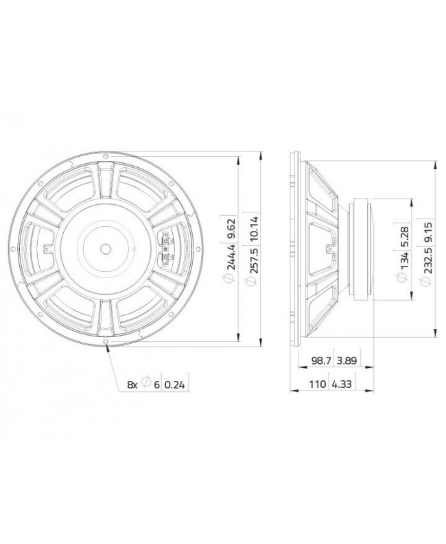 Lavoce FBASS10-18 10 Bass Guitar Woofer, Ferrite Magnet Steel Basket Driver Bass guitar speaker