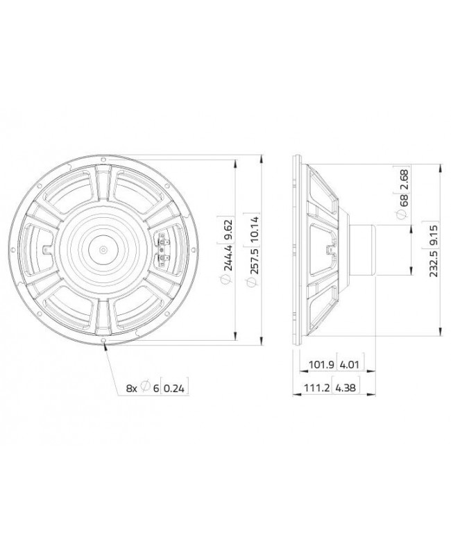 Lavoce NBASS10-20 10 Bass Guitar Woofer, Neodymium Magnet Steel Basket Driver Bass guitar speaker