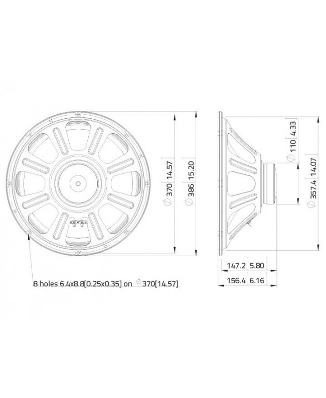 Lavoce LBASS15-15 15 Bass Guitar Woofer, Ferrite Magnet Steel Basket Driver Altoparlante per basso