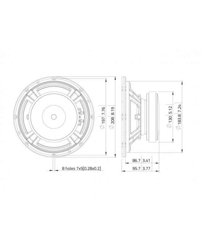Lavoce FBASS08-18 8 Bass Guitar Woofer, Ferrite Magnet Steel Basket Driver Bass guitar speaker