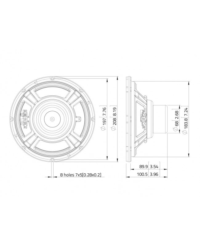 Lavoce NBASS08-20 8 Bass Guitar Woofer, Neodymium Magnet Steel Basket Driver Altoparlante per basso