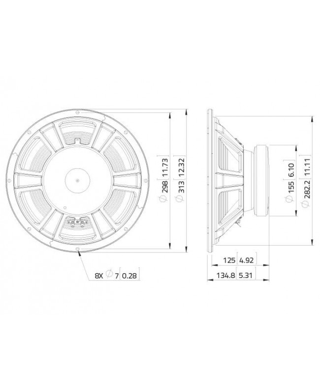 Lavoce WSF121.70G 12 Guitar Woofer, Ferrite Magnet Steel Basket Driver Altoparlante per chitarra